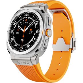 Compatible with Samsung Galaxy Watch Ultra Band 47mm，Durable Metal Connector with Soft Silicone Sport Strap for Men Women，Rugged Galaxy Watch Ultra Breathable Bands