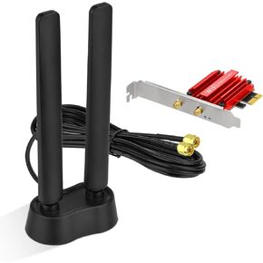 Eightwood WiFi 6E PCIe Card for Desktop PC, AX210 Tri Band WiFi Wireless Adapter with WiFi 6E Antenna, Bluetooth 5.3, OFDMA & MU-MIMO, Ultra-Low Latency, WPA3, Low-Profile Bracket, Windows 11/10