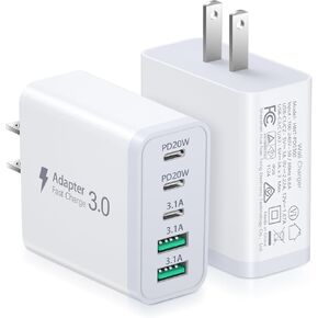 USB C Wall Charger Multiport, Costyle 2 Pack 50W Dual USB and Multi USB C Charging Block Brick QC+PD 3.0 Fast Type C Power Adapter Plug for iPhone 16 15 14 13 12 11 Pro Max Pad Galaxy Tablet