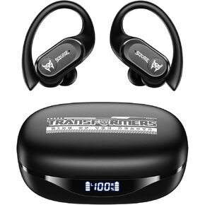 Transformers Wireless Earbuds Wireless Bluetooth 5.4 Ear Buds 65H Playtimes Running Headphones Deep Bass Over The Ear Earbuds Power Display Waterproof Earbuds for Sports/Workout, TF-T26Pro Scourge