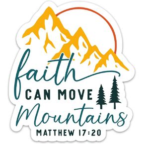 3PCs Faith Can Move Mountains Sticker, Scripture Bible Verse Matthew 17:20 Sticker, Christian Faith Decals, Religious Waterproof Vinyl Stickers for Laptop Water Bottle Tumbler Journal (3 Inches)