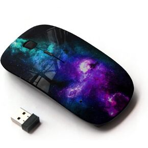 [ Optical 2.4G Wireless Mouse [ NEON Purple Blue Galaxy ]