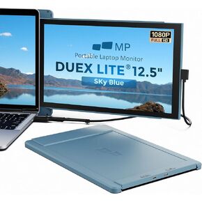 New Mobile Pixels Duex Lite Portable Monitor for Laptops (2025 Upgraded), 12.5" Full HD IPS Laptop Screen Extender, USB C/HDMI Powered Plug and Play,Windows/Mac/Android/Switch Compatible (Sky Blue)