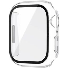 Lit Thingz 2 Pack Hard PC Case with Tempered Glass Screen Protector Compatible with Apple Watch Series 7&8 45mm, Ultra-Thin Scratch Resistant Overall Protective Cover for iWatch S8/S7,(Clear)