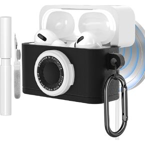 Durable Case for Airpods Pro 2nd/1st Generation with Cleaner Kit,Cute Design Camera Airpod Pro Cover (2023/2022/2019),Soft Silicone Protective Cover with Carabiner,Wired&Wireless Charging