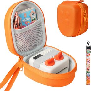Hard Travel Case Compatible with Yoto Mini (Version 2024) and Accessories, Carrying Case with Lanyard, Holds Kids' Audio Music Player & Up to 60 Audiobook Cards, Orange