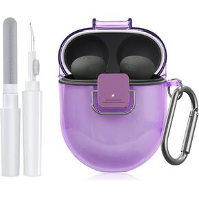 لغطاء حالة Google Pixel Buds Pro 2 مع مقطع قفل ومجموعة منظف ، حالة TPU واضحة لـ Pixel Buds Pro 2 (2024) ، Case Skin Case Skin WTIH لحالة Pixel Bud Pro (Clear Purple)