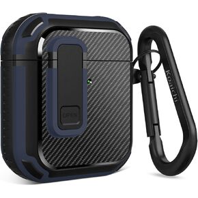 Koaichi for AirPods 2nd/1st Generation Case, Full-Body Ultra-Hard Shell Protective Cover with Lock, Powerful Drop Protection, Well Built Case Designed for AirPods 2/1, Black/Blue