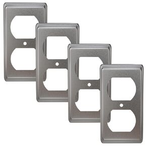 OHLECTRIC 4-inch Rectangular Handy Box Covers - Duplex Steel Junction and Device Box Cover | Fire Rated Electrical Protection | UL Listed (Pack of 4)