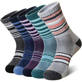 DoSmart Merino Wool Hiking Socks for Women Thermal Winter Warm Moisture Wicking Boot Work Cushion Gift Socks 5 Pairs