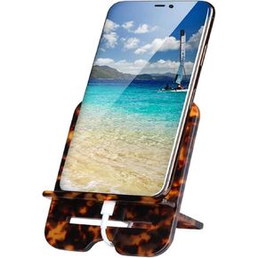 Resin Cell Phone Stand, Phone Dock, iPad, Samsung Tabs and Other Devices (4-12.9"): Cradle, Holder, Stand for Office Desk (Tortoise-Tone)