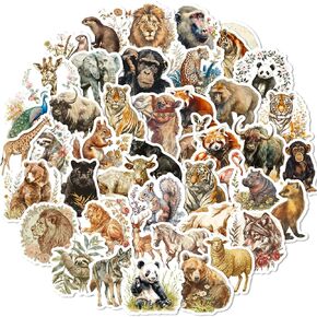 50Pcs Cute Animal Stickers, Waterproof Vinyl Vintage Decals for Water Bottle Kindle Journal Scrapbook Laptop Skateboard Luggage Bicycle Graffiti Animal Stickers