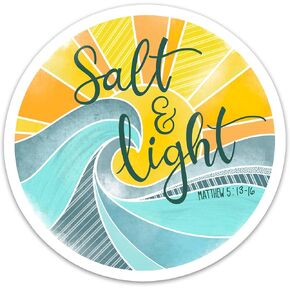 3PCs Salt and Light Sticker, Bible Verse Scripture Matthew 5:13-16 Sticker, Christian Waterproof Vinyl Faith Stickers for Laptop Water Bottle Journal, Ocean Wave Religious Decals Gifts (3 Inches)