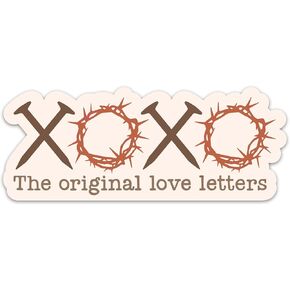 (3PCs) The Original Love Letters Crown of Thorns Sticker, Jesus Love Stickers, Christian Religious Vinyl Waterproof Spiritual Stickers for Laptop Water Bottle Notebook Tumbler Journal (3 Inches)