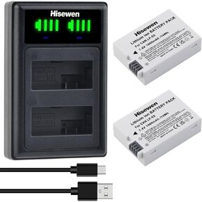 Hisewen LP-E8 Battery 2-Pack and Dual USB Charger Compatible with Canon EOS Rebel T2i, T3i, T4i, T5i, EOS 550D, 600D, 650D, 700D, Kiss X4, Kiss X5, Kiss X6 Cameras
