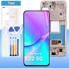 [US Version] Screen Replacement for Samsung Galaxy S22 5G Screen Replacement (TFT) SM-S901 SM-G901U SM-G901A SM-G901W 6.1“ LCD Display Touch Digitizer Glass Assembly - Gold with Frame - Tools