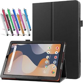 Case for Onn 7 Inch Tablet (2024 Model) Gen 4 - Slim Lightweight Folio PU Leather Folding Stand Cover Case + 1 Random Stylus (Black)