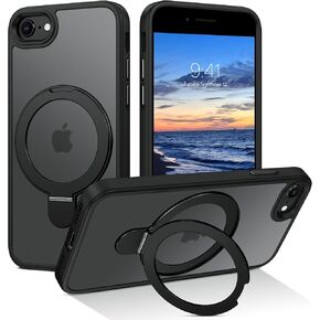 DUEDUE for iPhone SE 2022 Case Magnetic, iPhone SE 2020 Case, iPhone 7/8 Case with Stand[Compatible with Magsafe], Translucent Matte Back Cover Kickstand Phone Case for iPhone SE/8/7, Black