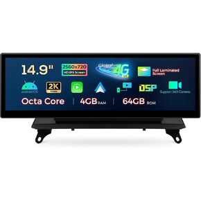 XTRONS 14.9 Inch Android 13 Car Stereo for BMW X5 E70 X6 E71 (2011-2013) CIC System, 2K IPS Touch Screen 4+64GB Global 4G Car Radio GPS Navigation Support Wireless Car Play Android Auto