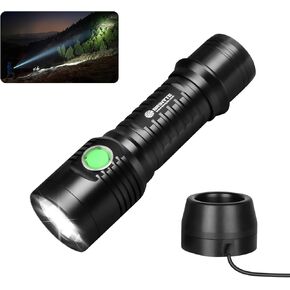 Brinyte WT01 1100 Lumens Ultra-Bright Rechargeable Flashlight with Charging Dock, High Lumens LED Power Outage Flash Light Handheld Light for Homeuse, Outdoor, Searching, Camping and Emergency