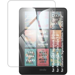 2 Pack Tempered Glass Screen Protector Transparent Compatible for Kindle Paperwhite Signature Edition 12th 2024 / Kindle Paperwhite 12th / Kindle Colorsoft Signature Edition 1st 2024 7.0"