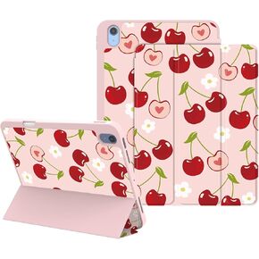 Case for iPad Air 11 inch M2 2024, iPad Air 5th/4th Generation (2022/2020), 10.9 Inch Case with Pencil Holder, Auto Wake/Sleep Trifold Smart Stand Cover for iPad Air 5th/4th Gen, Cherry Pink