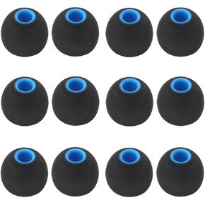 12PCS Medium Size Replacement Ear Tips Earbuds Eartips Ear Cap Ear Bud Tip Compatible with Sony WF-1000XM4,Powerbeats Pro, BeatsX & Other Inner Hole 3.8mm Earbud in-Ear Headphones,Black-Blue,M