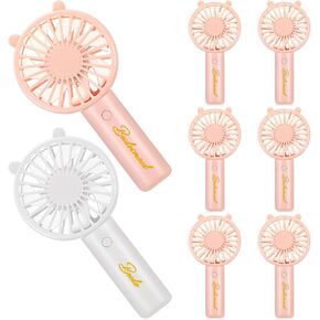 8 Pcs Bachelorette Party Handheld Fan Bulk 1 White Bride USB Personal Hand Held Fan and 7 Pink Bridesmaids Small Eyelash Fan for Wedding Party Bachelorette Party
