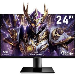 memzuoix 24 Inch Computer Monitor, FHD 1920x1080 Office PC Monitor IPS Display 100Hz, HDMI with Low Blue Light Eye Care, Build-in FreeSync,VESA Compatible, Black