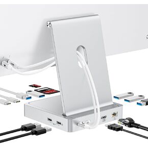 13-Port USB C Hub for iMac 24 inch 2021/2023/2024, iMac Accessories for iMac M1/M3/M4, iMac USB Hub with 5 USB-A & 2 USB-C 3.0 Ports, 4K@60Hz HDMI, 1Gbps Ethernet, SD/TF, M.2 NVME SSD (Not Included)