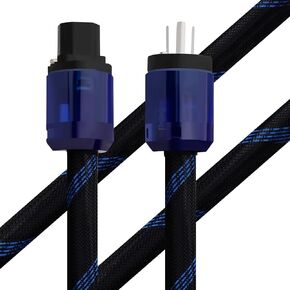 Monosaudio 12 Gauge High End-HiFi Power Cord 125V 15A with Rhodium Plated Plug Braided Sleeve Amplifier Power Cable for Power Filters/Turntables/Amplifiers/CD&DAC Player(4.9FT/1.5M)