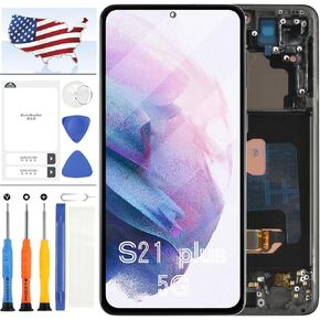 OLED for Samsung Galaxy S21+ 5G Screen Replacement for Samsung S21 Plus 5G LCD Screen for SM-G996B SM-G996U Display Digitizer Touch Assembly Full Repair Kit with Frame