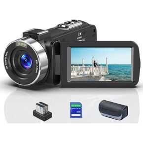 8K Camcorder, 64MP IR Night Vision Video Camera, 18X Zoom WiFi Digital Touch Screen Camcorder for YouTube with 32G SD Card and Two Batteries