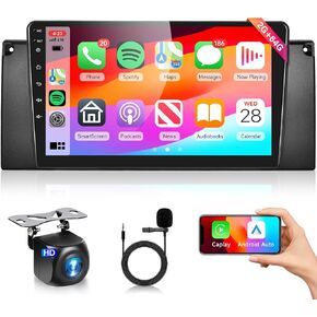 2G 64G Android-12 Radio for BMW 5 Series X5 E39 E53 M5 1996-2006 Car Stereo with Wireless CarPlay 9inch 1080P IPS Touchscreen Android Auto GPS Bluetooth 16EQ WiFi 28UIs SWC AHD Backup Camera