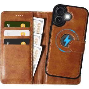2 في 1 PU Leather for iPhone 16 Leather Case ، علبة محفظة قابلة للفصل مع حامل البطاقة ، وغطاء الورقة القابلة للإزالة مع غطاء هاتف مقاوم للصدمة （متوافق مع Magsafe） in Kuwait