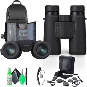 Nikon 10x42 Monarch M5 Roof Prism Waterproof, Fogproof Binoculars (Black) (16768) + Sling Backpack + Cleaning Kit + Lens Cap