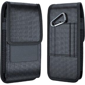Holster for iPhone 16, 16 Pro, 15, 15 Pro, 14, 14 Pro, 13, 12, 11, Xs, X, XR, Vertical Nylon Cell Phone Belt Case with Clip Pouch for Men Women (Fits Cellphone with Case on)