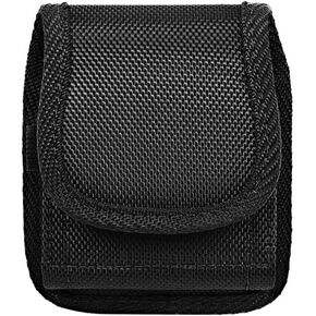 Nylon Cell Phone Holster for Samsung Galaxy Z Flip 6/5/4/3/2, Motorola RAZR, RAZR Plus 2024/2023, Vivo X Flip - Vertical Case Canvas Waist Carrying Pouch with Hook, Belt Clip/Loops, Black