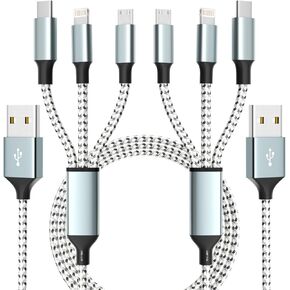كابل الشحن متعدد الشحن Idison (2Pack 4ft) ، 3 في 1 شاحن من نايلون نايلون مضفر متعددة كابل USB الشحن العالمي مع Type-C ، Micro USB ومنفذ IP للهواتف الخلوية/15 من iPhone16/15 (Greywhite) in Kuwait