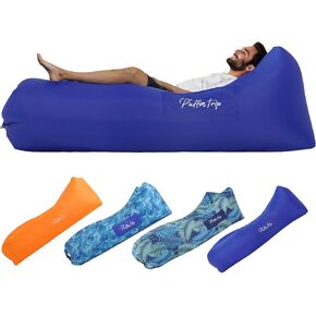 Inflatable Lounger Ergonomic Air Sofa Couch, Portable Beach & Camping Chair, Water Proof Couch for Picnics Hiking Outdoor Music Festivals, Lightweight and Easy Setup (Camouflage Blue)