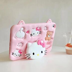 Cartoon Case for iPad Pro 10.5"/ iPad Air 3，MONEHOYSY Cute Soft Silicone Kickstand [Drop Proof,Shock Proof,Anti Slip] Back Stand Cover Case for Kids Children Teens Girls Boys (Kitty)