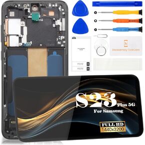 [US Version] Incell for Samsung Galaxy S23 Plus Screen Replacement for Samsung SM-S916U Screen Replacement Digitizer Touch Display Assembly with Frame (Not for SM-S916B) (Black)