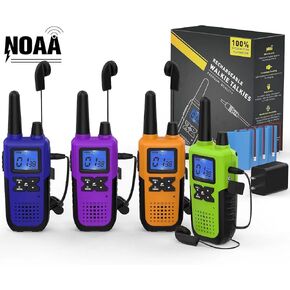 Walkie Talkies Rechargeable for Adults Long Range with Earpiece NOAA Weather Alert, Multi-purpose 2 Way Radio 4 Pack for Team Work Senior Care Kid Adventure Family Camping Hiking Skiing Cruise