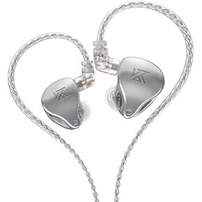 Linsoul KZ AST 24 Units Balanced Armature Combination in-Ear Earphones IEM with Detachable 2pin 0.75 Cable for Musicians Audiophile (Without mic, Silver)