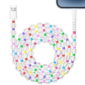 Aolcev for iPhone Charging Cable 66W Beaded Phone Charger Cable [MFi Certified] 6.6FT/2M Long Fast Charger Cord Cute USB A Charging Cord for iPhone 14 13 12 11 Pro Max 8 7 6 Plus iPad Pro/Air/Mini