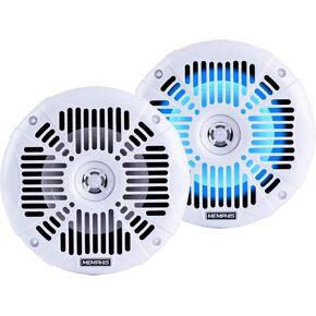Memphis Audio MXA602SLW MXA OEM Fit 6.5" Marine Grade Coaxial Speakers, White with Blue LED - Pair