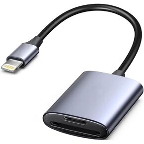 Lightning to SD & TF Dual Card Slot Adapter, Apple MFi Certified Micro SD/SD Memory Card Reader Trail Camera Viewer Converter for iPhone 14 13 12 11 Pro Max XS XR X 8 iPad, Plug and Play