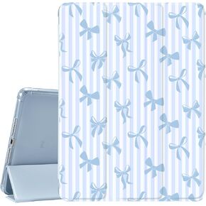 JOYLAND White Pad Case for iPad 7th/8th/9th Generation (2019/2020/2021) 10.2",with Pencil Holder-Auto Wake/Sleep,Cute Bow Anti-Scratch Shockproof Premium Folio Stand Case