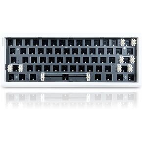 GMK61 Barebones Keyboard Kit,60% Hot Swap Programmable Gasket Mount RGB Gaming Keyboard BT5.0/2.4G/Type-C Wireless Mechanical Keyboard 61 Keys NKRO Customized Keyboard DIY Kit (White)