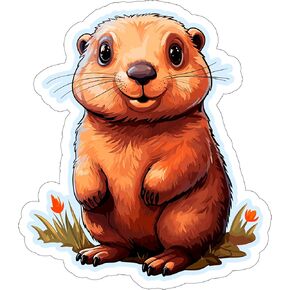 Groundhog Sticker Decal Vinyl Small Waterproof for Water Bottle Mug Passport Book Scrapbook Notebook Laptop Tumbler Skateboard Computer Phone Size Funny Gift Car Stickers